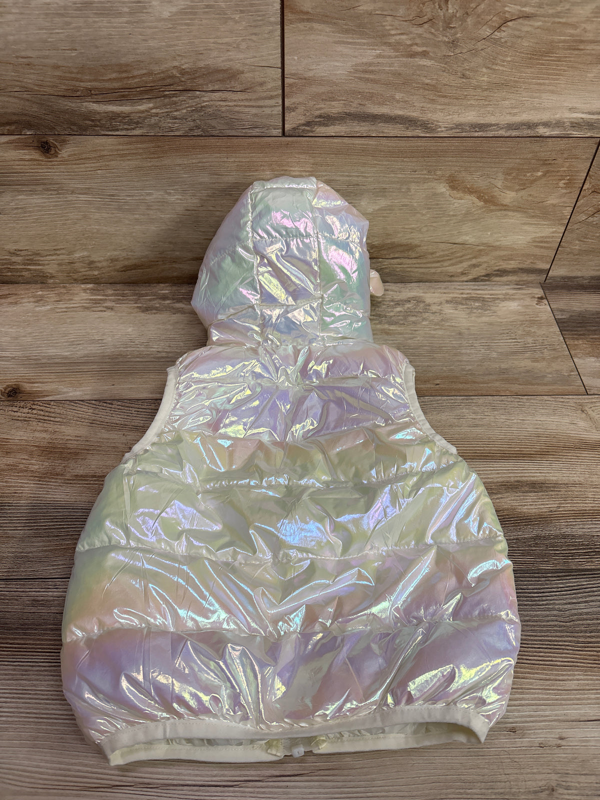 NEW Jeskids Iridescent Hooded Puffer Vest White sz 3T