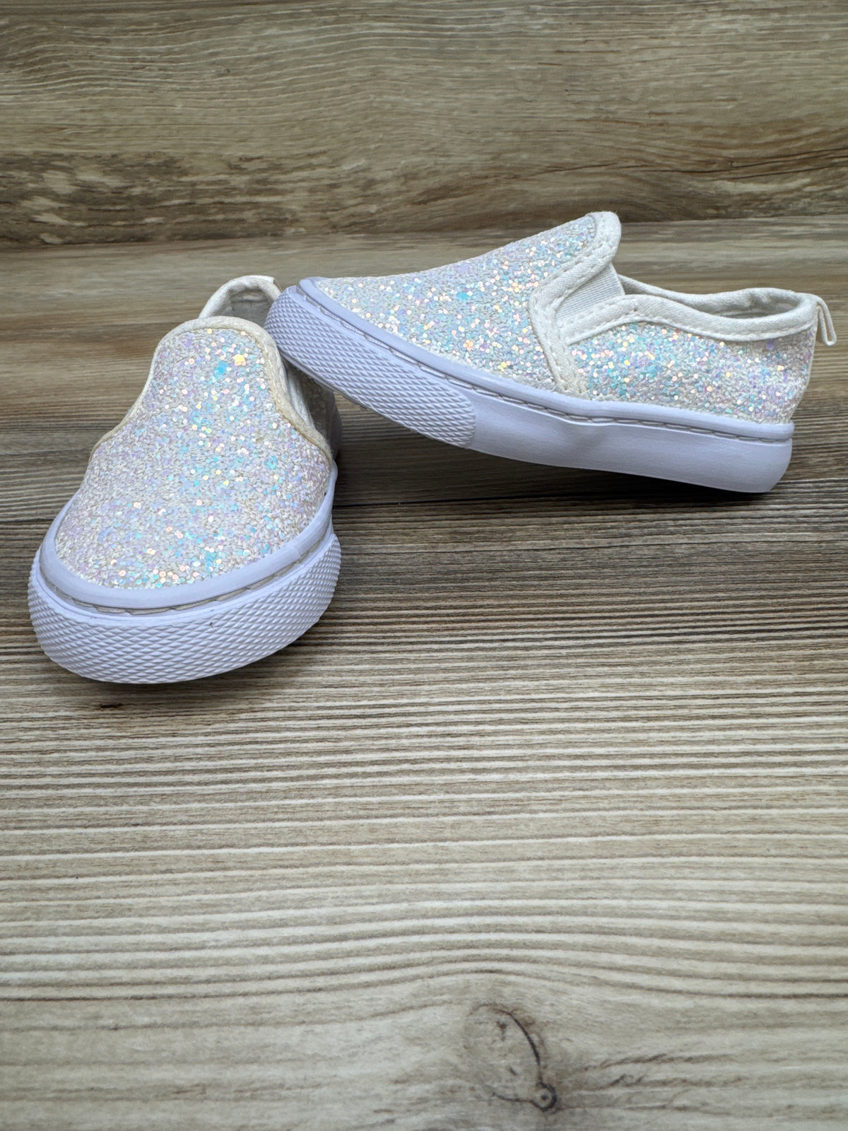 Cat & Jack Madigan Slip-On Glitter Sneakers White sz 5c