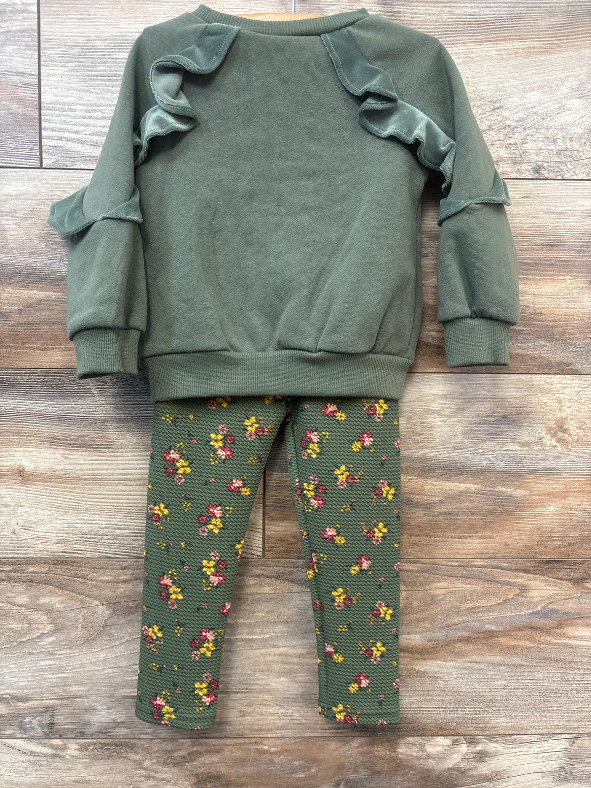 Blueberi Boulevard 2pc Pullover Sweatshirt & Pants Set Green sz 2T