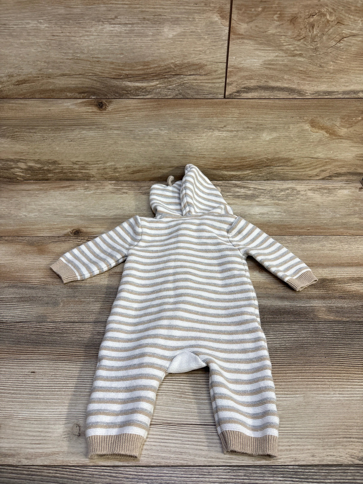 Little Me Striped Hooded Knit Coverall White sz 3m
