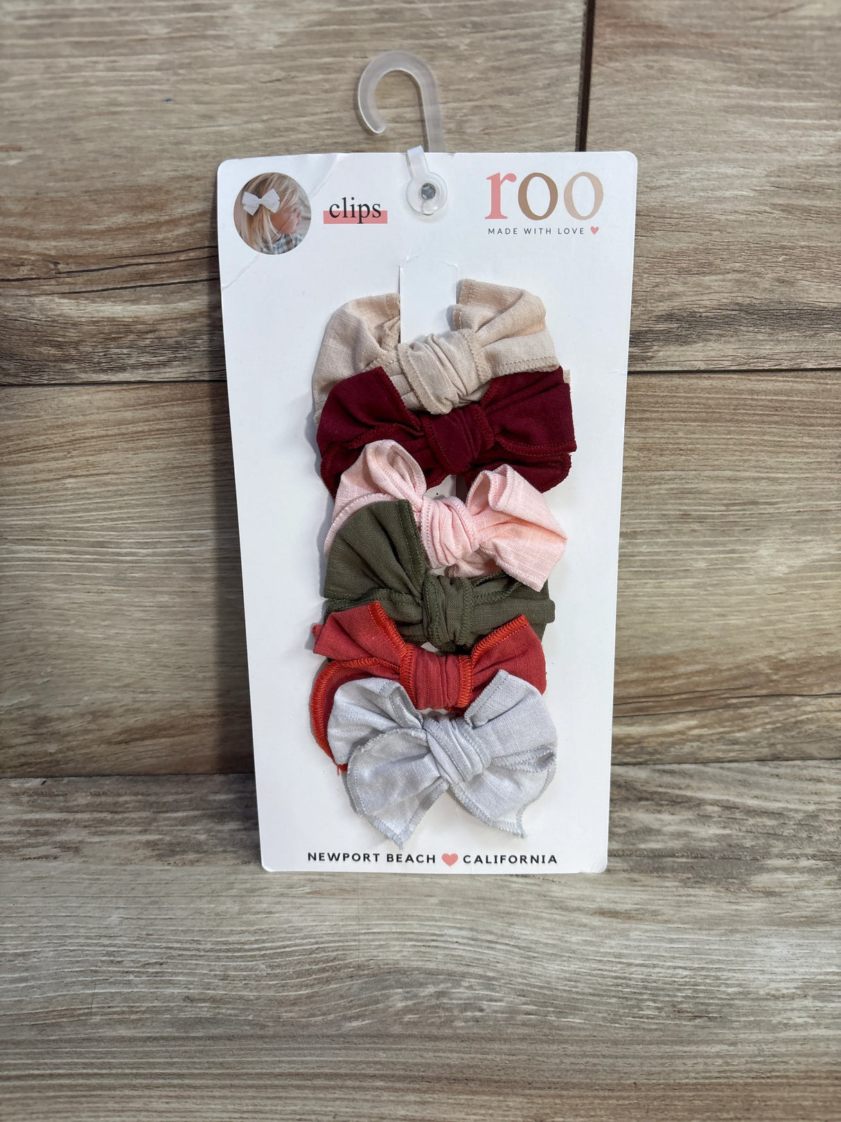 NEW Roo Made With Love 6pk Hair Bow Clips