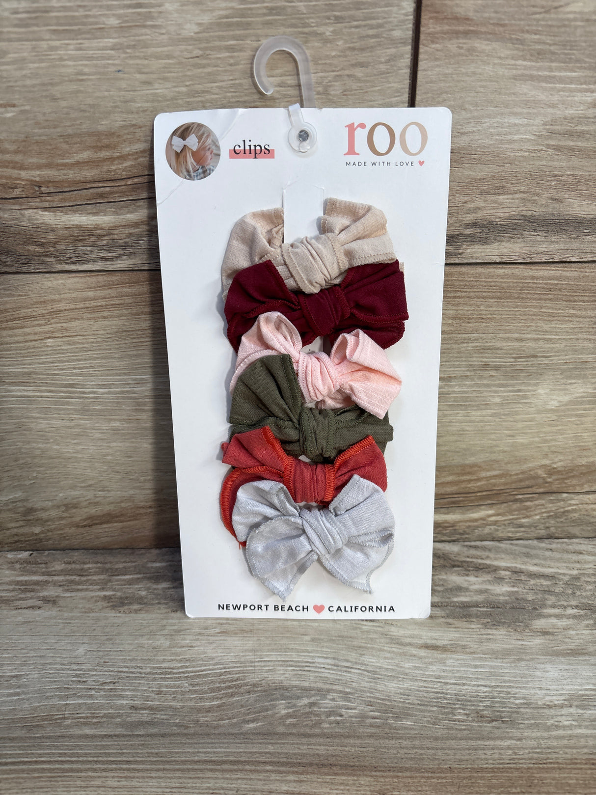 NEW Roo Made With Love 6pk Hair Bow Clips