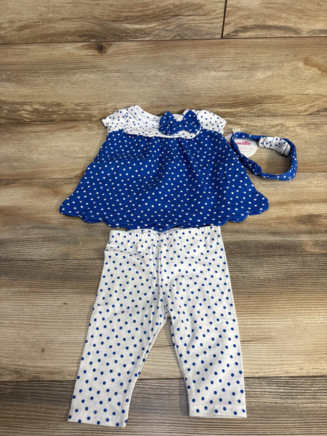 NEW Nannette Kids 2pc Polka Dot Top & Leggings White/Blue sz 6-9m - Me n Mommy To Be