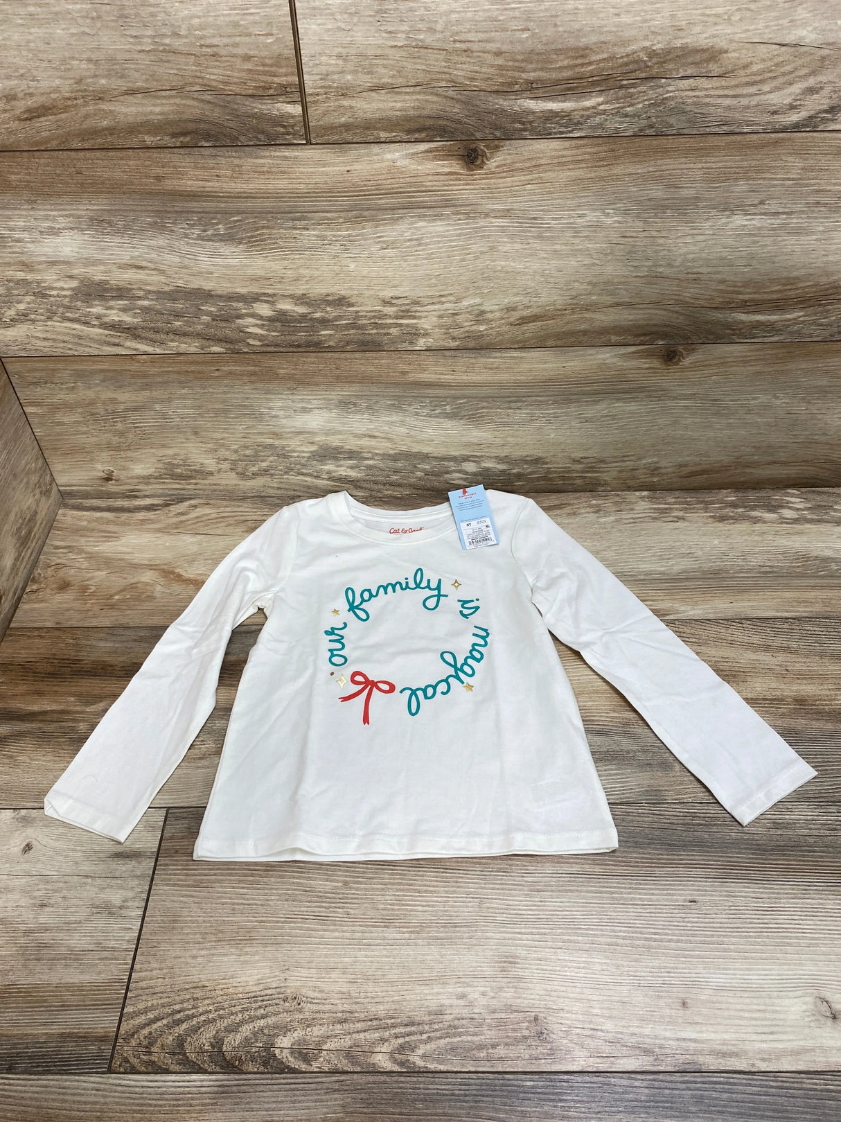 NEW Cat & Jack Our Family Is Magical Cream Shirt sz 5T - Me n Mommy To Be