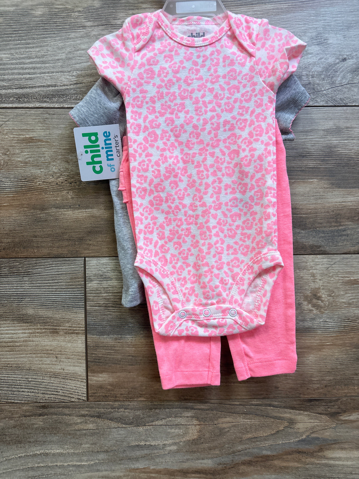 NEW Child Of Mine 3pc Shirt, Bodysuit, & Pants Set Pink sz 0/3m