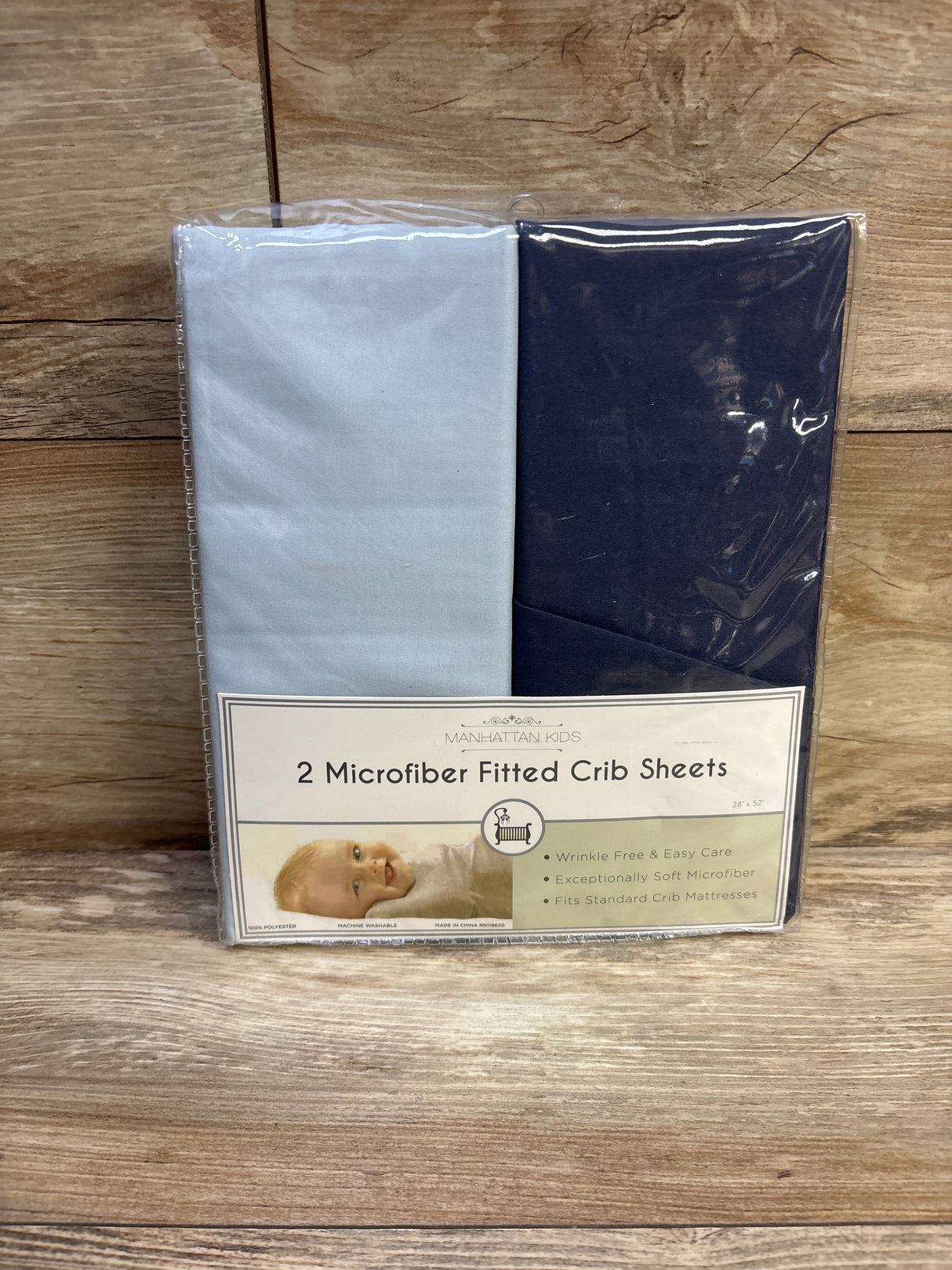 NEW Manhattan Kids 2pk Microfiber Fitted Crib Sheets Blue 28x52''
