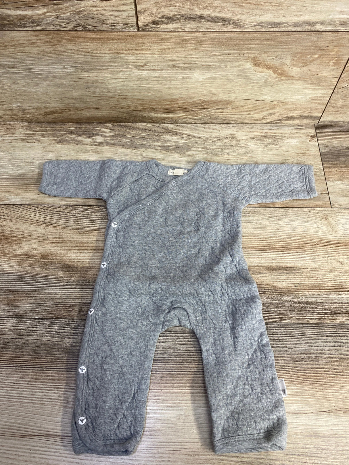 Burt's Bees Quilted Bee Organic Wrap Front Jumpsuit Grey Heather Grey sz PREEMIE