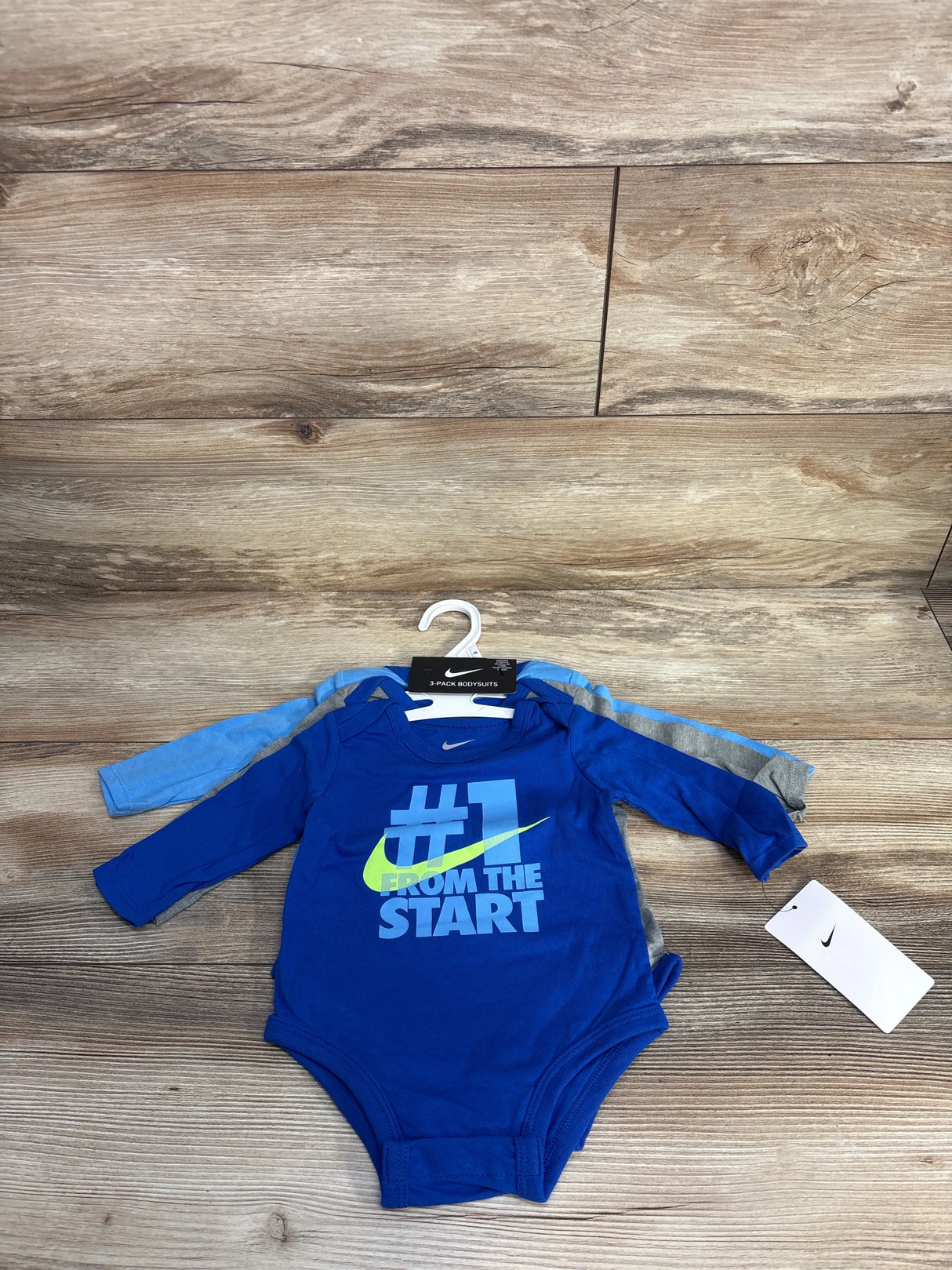 NEW Nike 3pk #1 From The Start Bodysuits Blue sz 6m