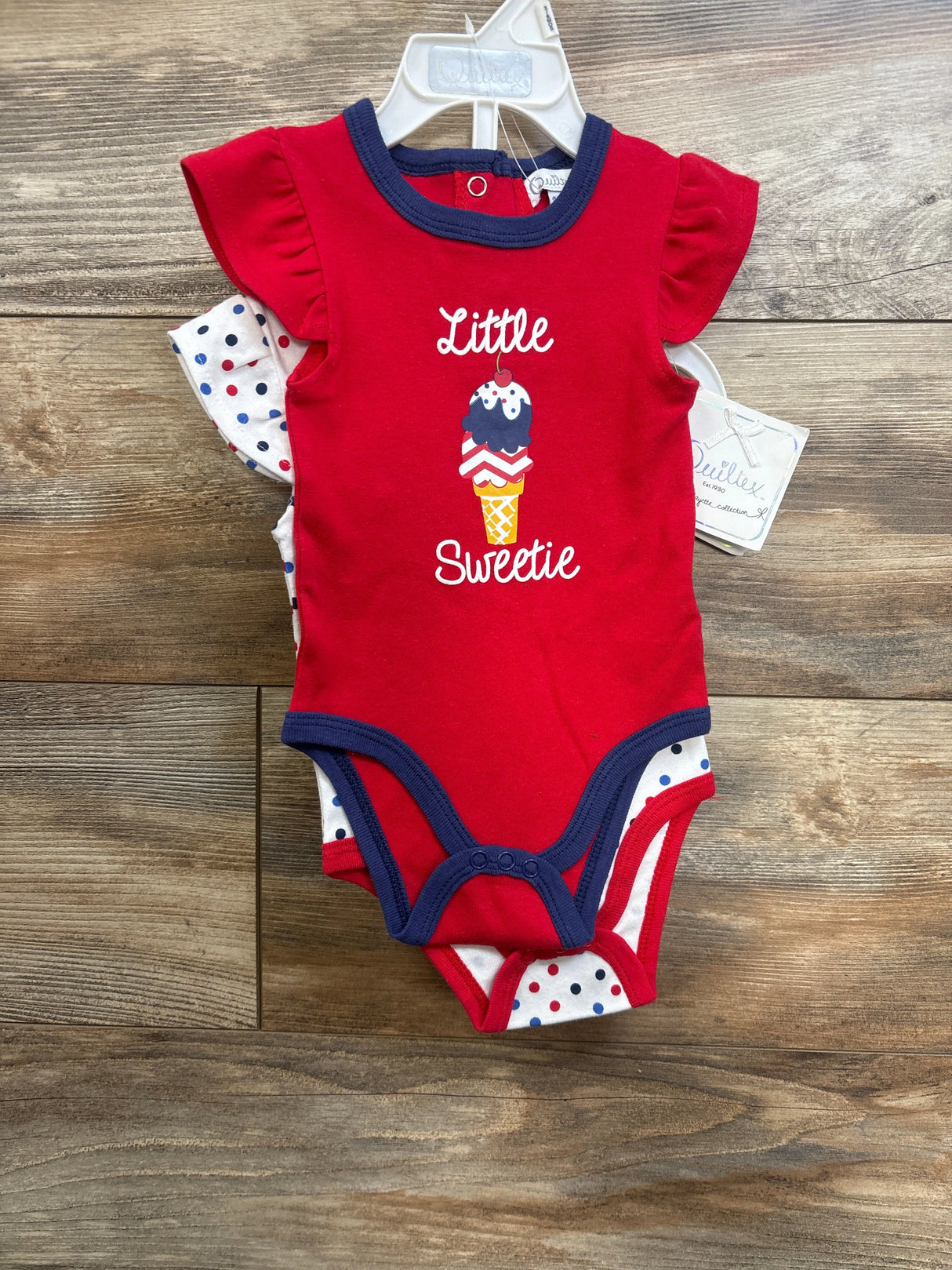 NEW Quiltex 2pk 4th of July Bodysuits Red sz 3/6m
