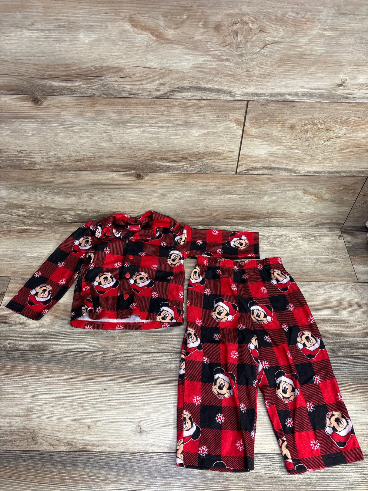 Disney Mickey Mouse Coat Style Pajama Set Red sz 12-18m