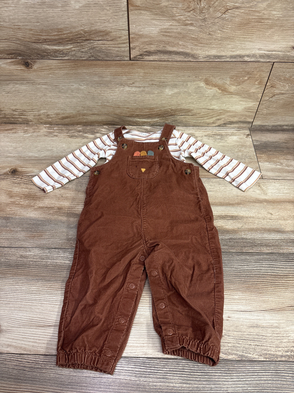 Just One You 2pc Turkey Corduroy Overalls Set White sz 9m