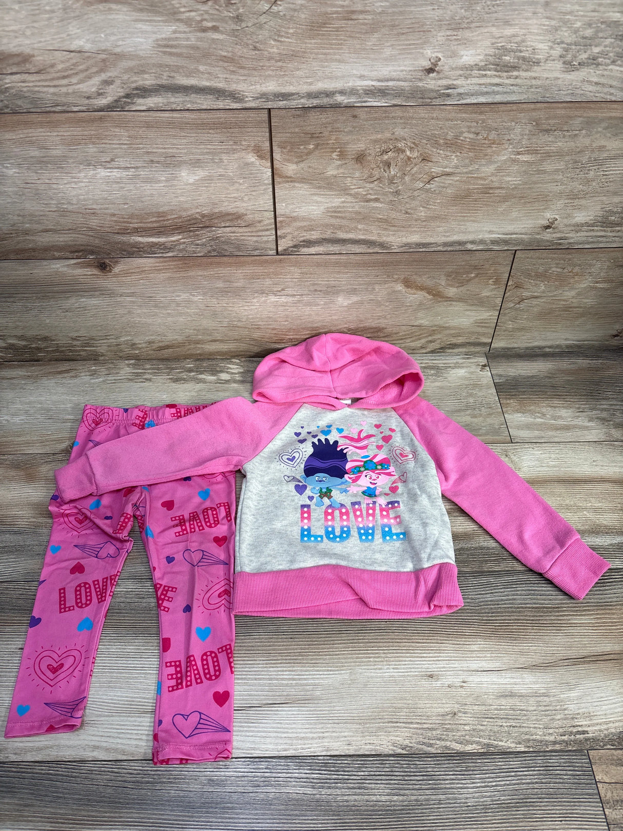 Trolls 2pc Pull Over Hoodie & Pants Set Grey sz 3T