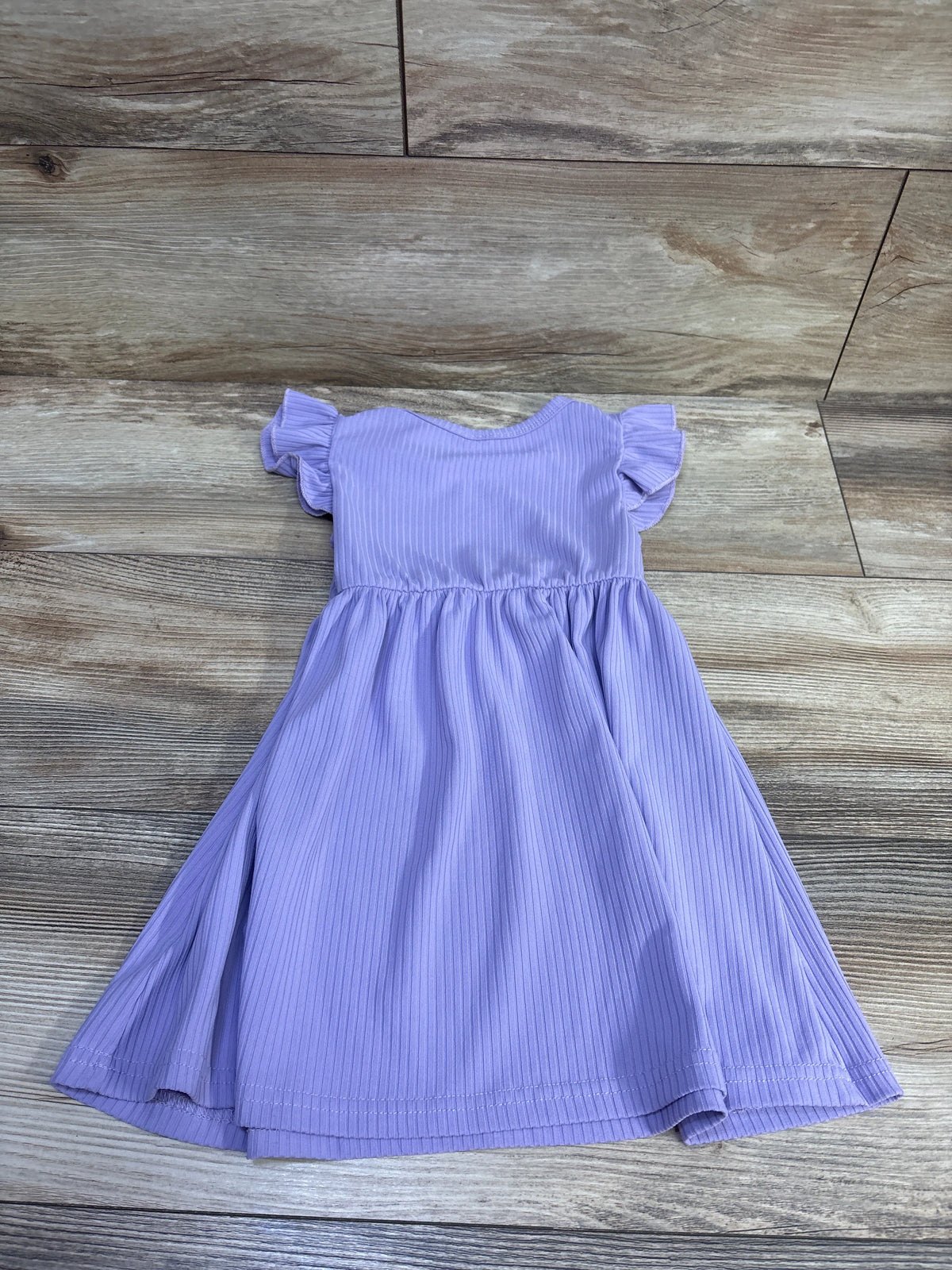 Ribbed Flutter Sleeve Dress Purple sz 2-3T