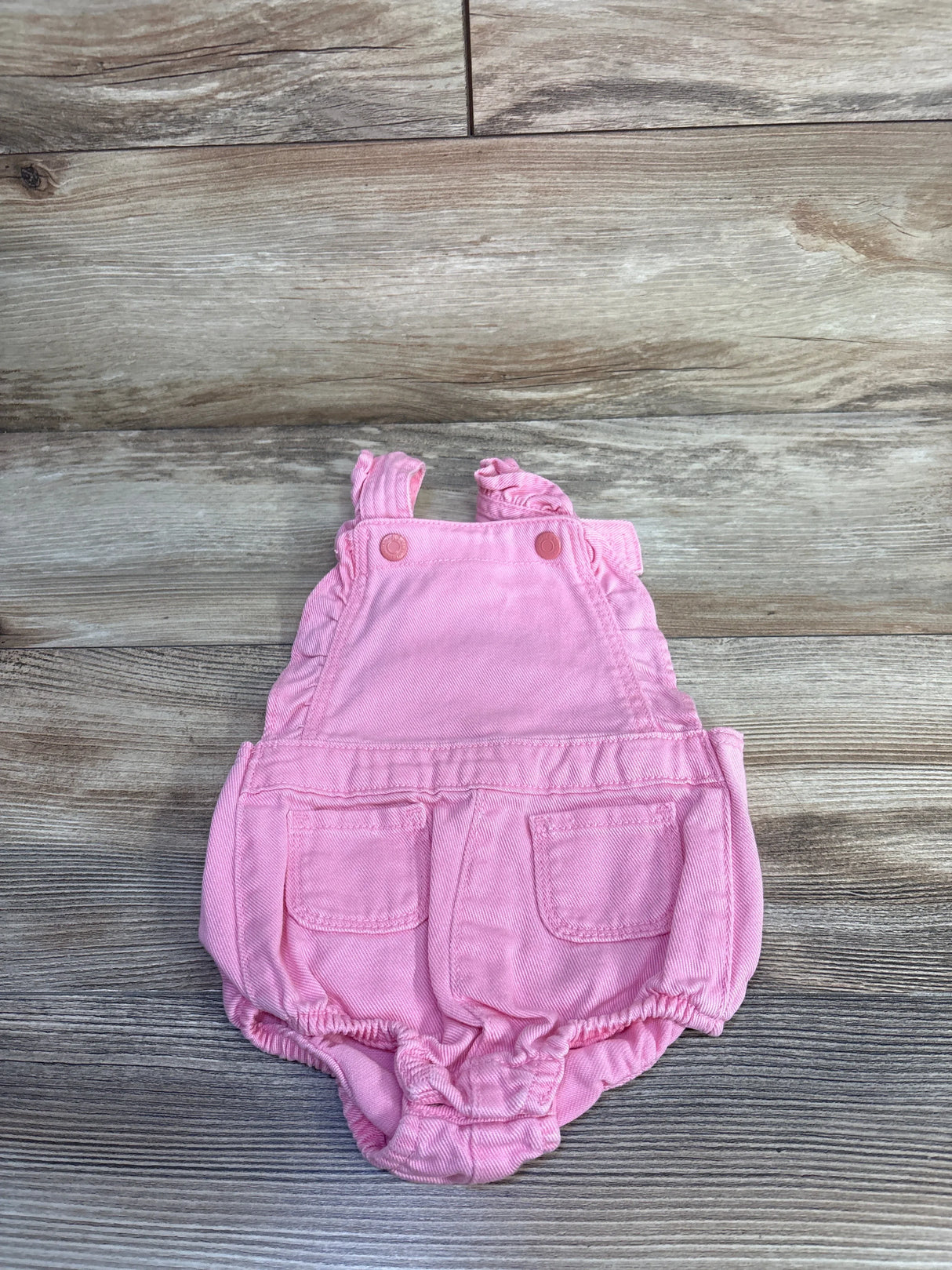 Old Navy Ruffle-Trim Twill Pocket Shortalls Pink sz 18-24m