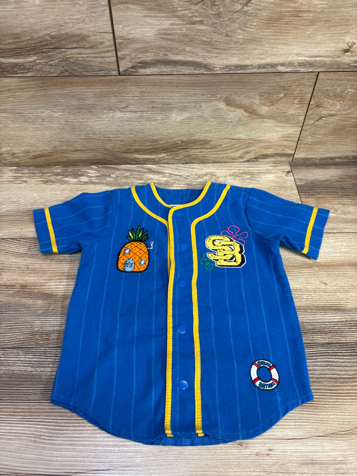 Boxlunch SpongeBob SquarePants Embroidered Baseball Jersey Blue sz 2T