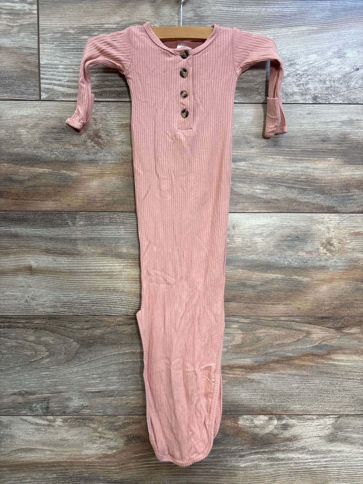 Lou Lou Ribbed Henley Knotted Gown Coral sz Newborn