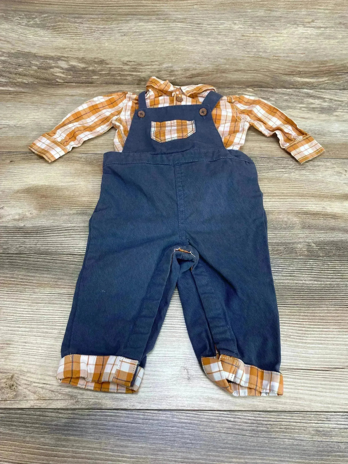 Tommy Bahama 2pc Plaid Bodysuit & Overalls Orange sz 3-6m - Me n Mommy To Be