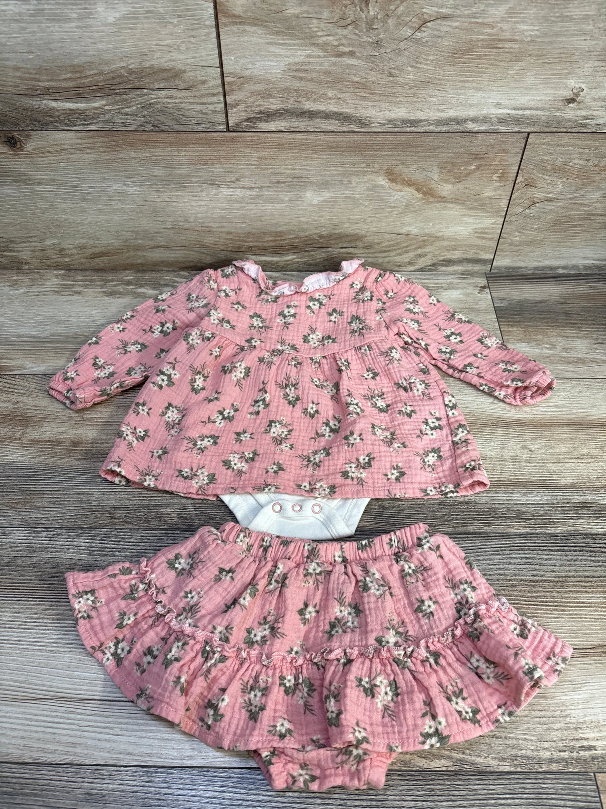 Nicole Miller 2pc Floral Bodysuit & Bloomers Pink sz 12m
