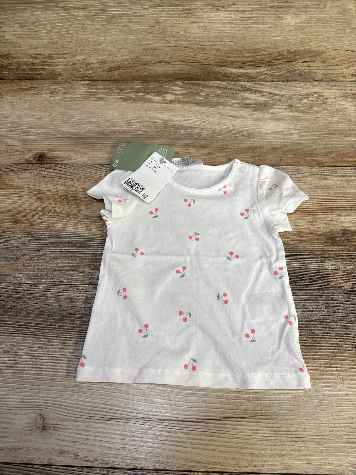 NEW H&M Cherry Print Shirt White sz 6m