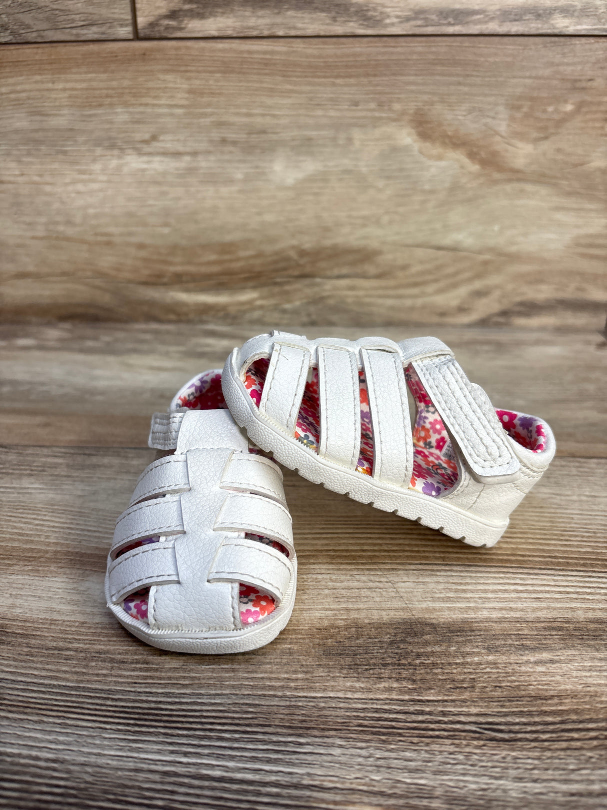 Wonder Nation Floral Fisherman Sandals White sz 2c