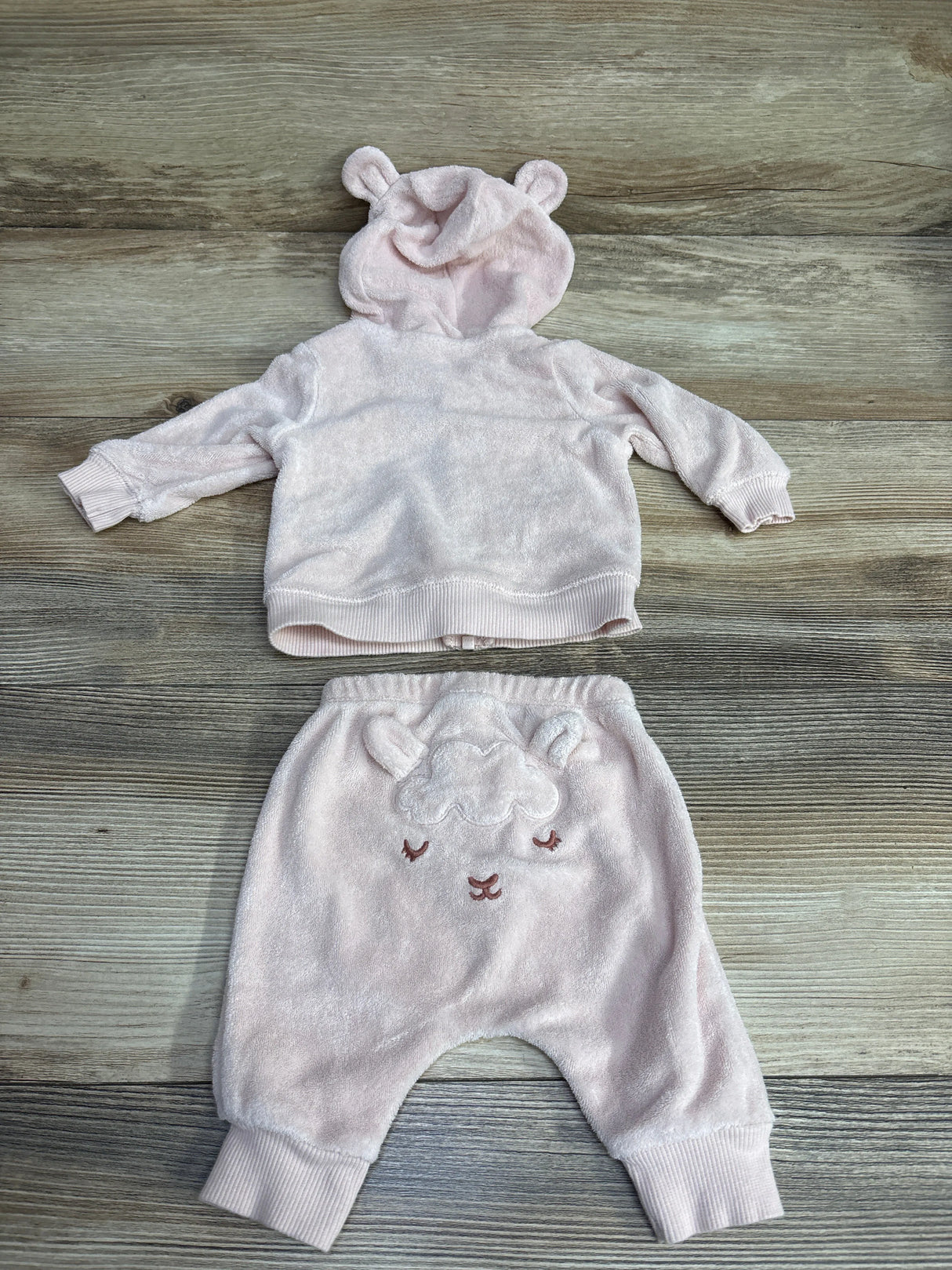 Carter's 2pc Terry Cloth Full Zip Hoodie & Pants Pink sz Newborn