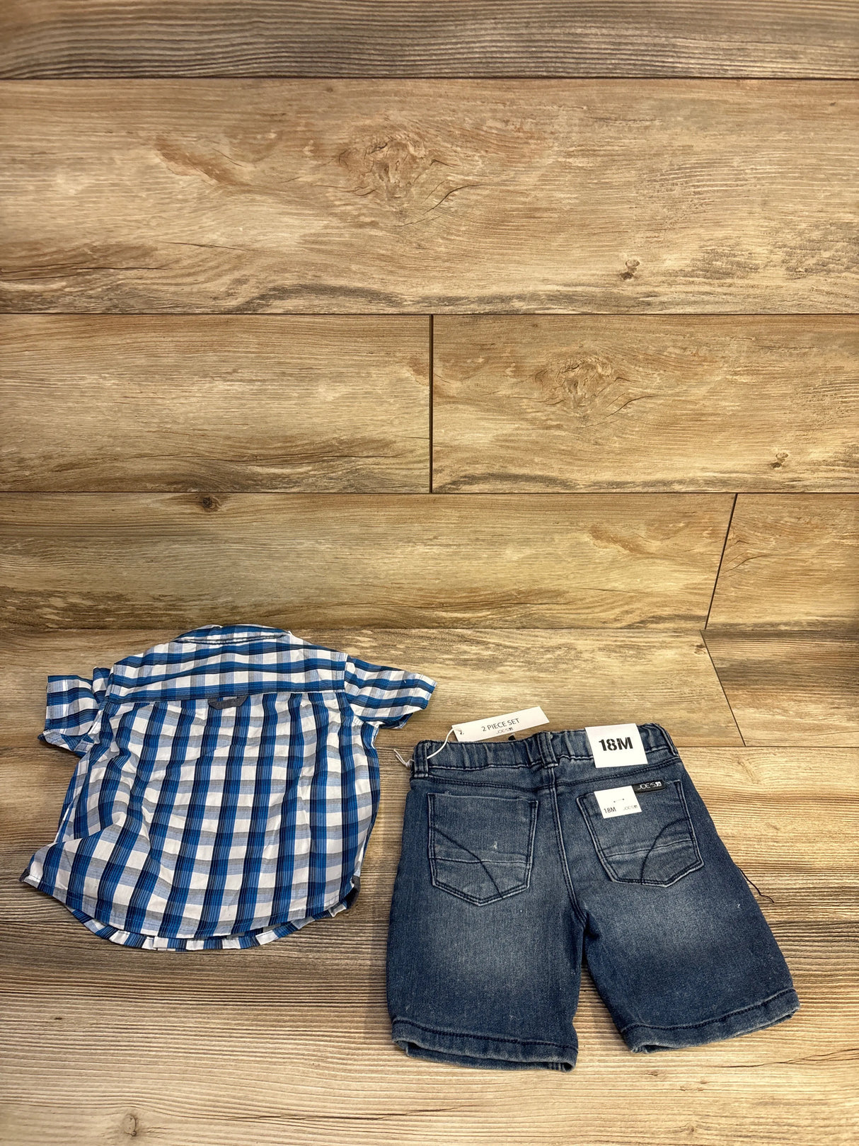 NEW Joe's 2pc Button-Up Shirt & Jean Shorts Set Blue sz 18m