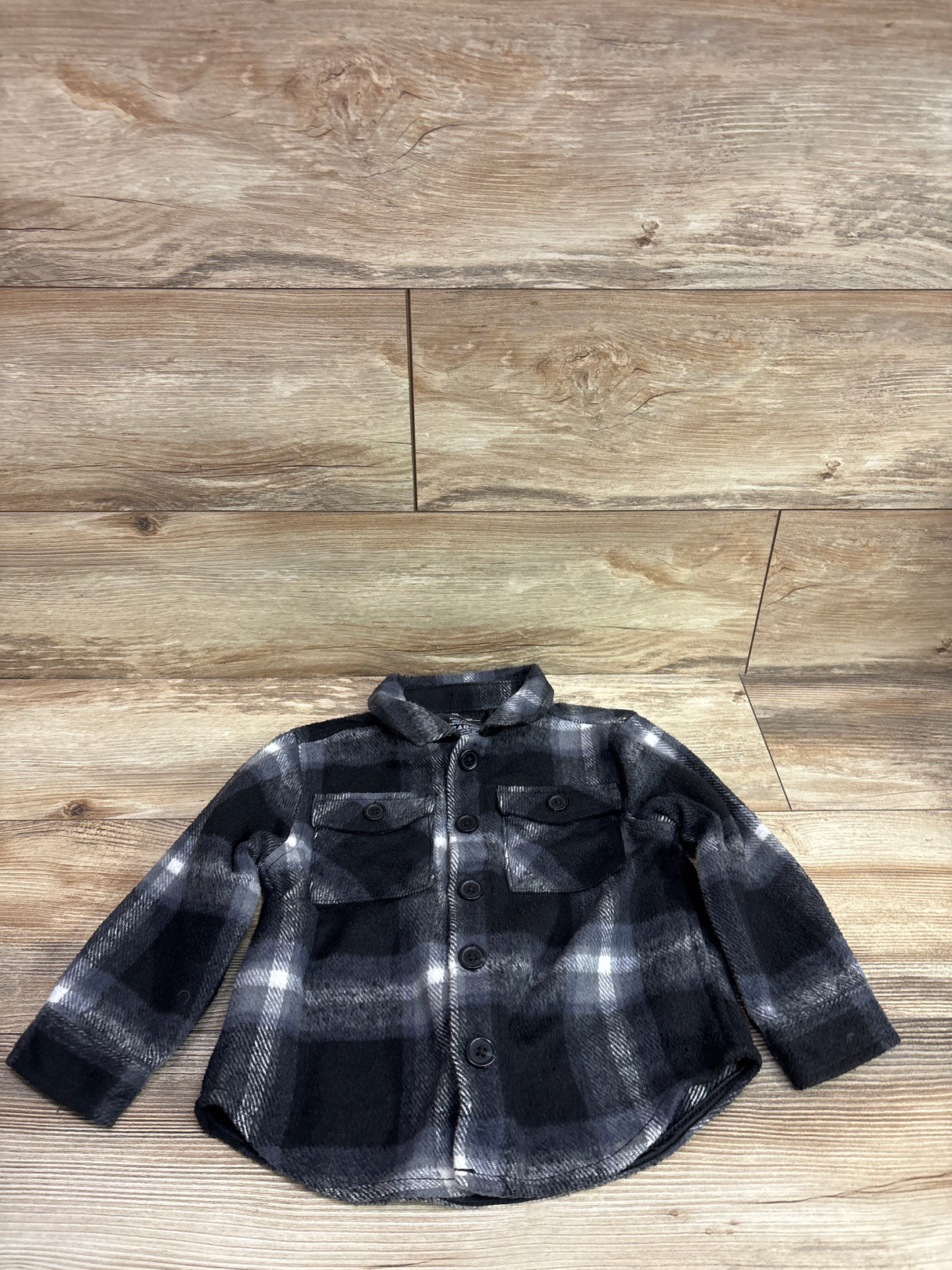 George. Plaid Fleece Button-Up Jacket Grey sz 4T