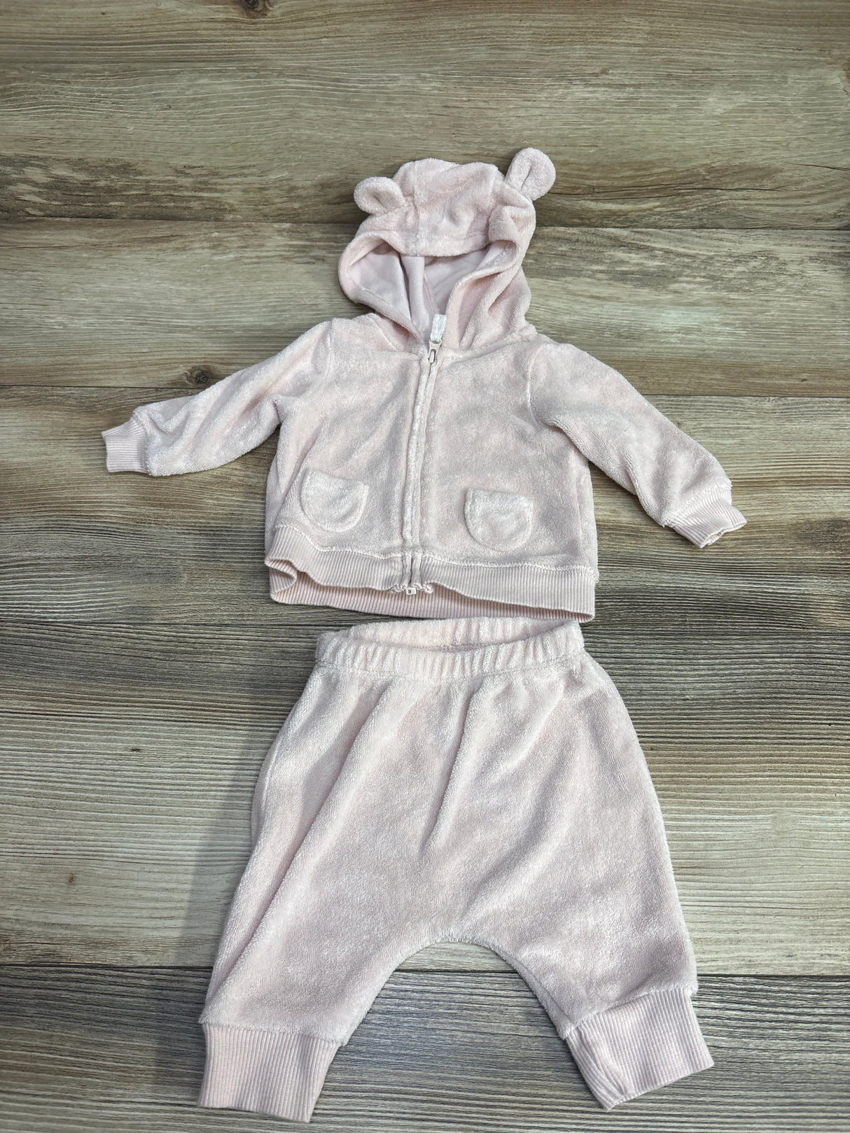 Carter's 2pc Terry Cloth Full Zip Hoodie & Pants Pink sz Newborn
