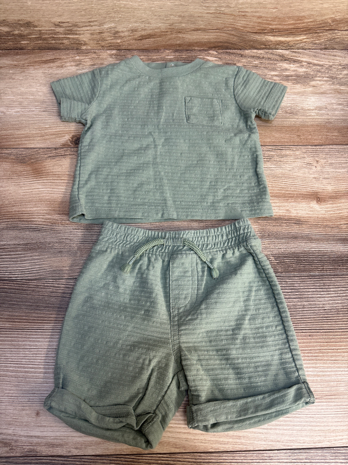 Little Lad 2pc Shirt & Shorts Set Green sz 6/9m