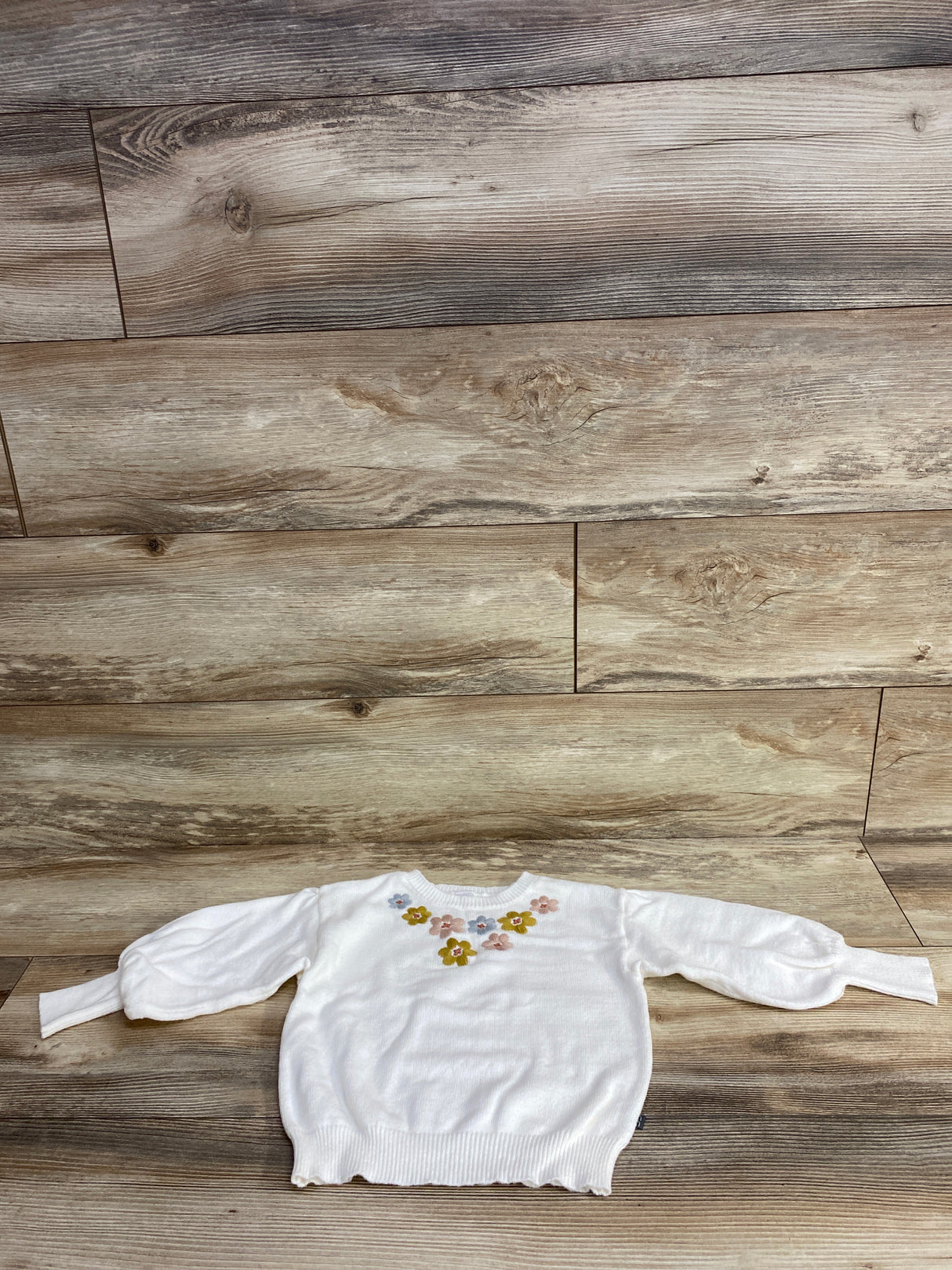 Modern Moments Embroidered Floral Knit Sweatshirt White sz 4T