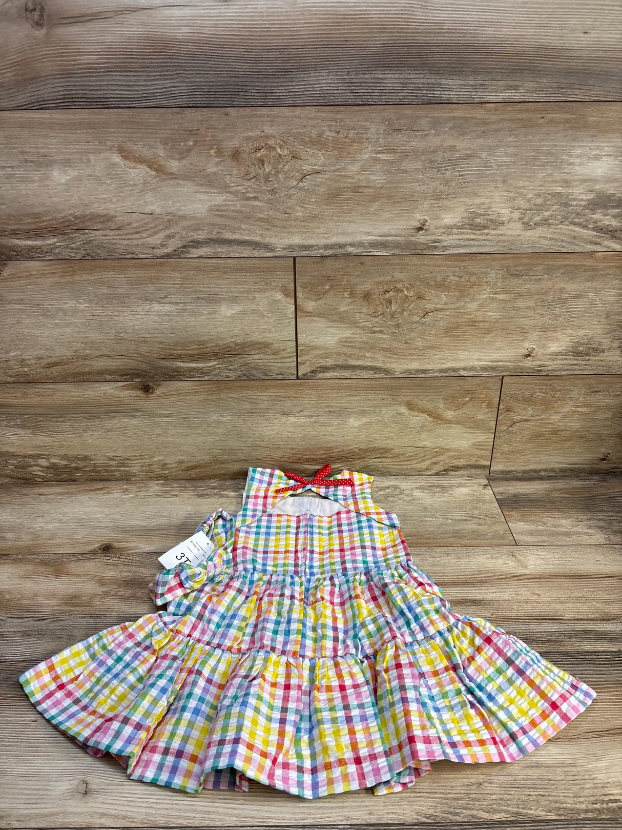 NEW Bonnie Jean 2pc Strawberry Seersucker Dress & Headband White sz 3T