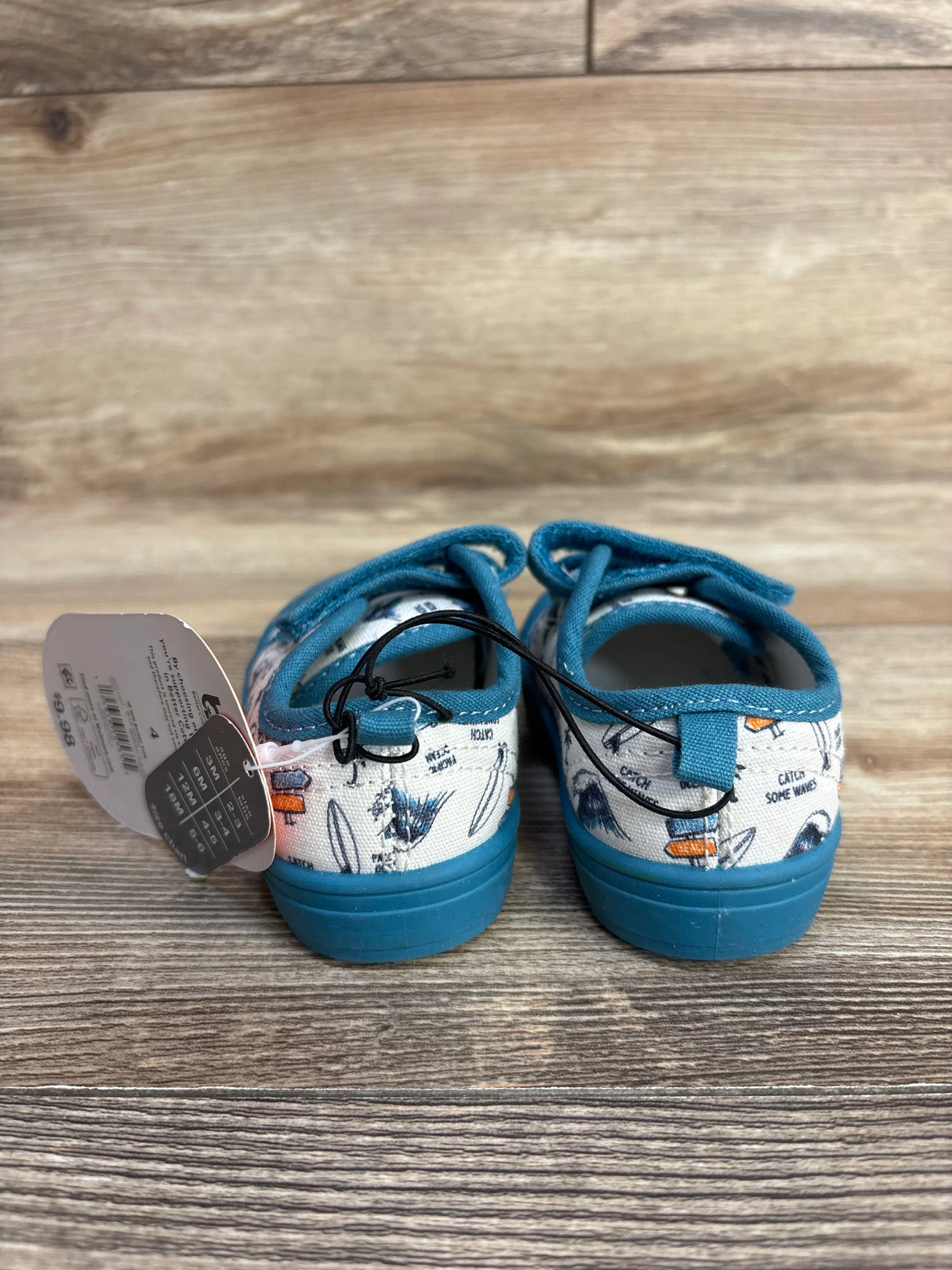 NEW Wonder Nation Two Strap Bump Toe Sneakers, Blue sz 4c