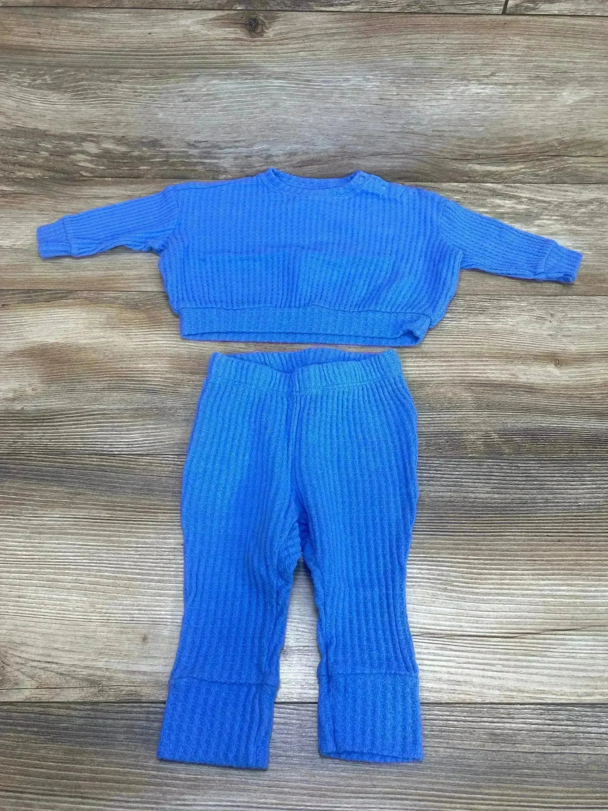 Cat & Jack 2pc Waffle Knit Shirt & Pants Blue sz 3-6m - Me n Mommy To Be