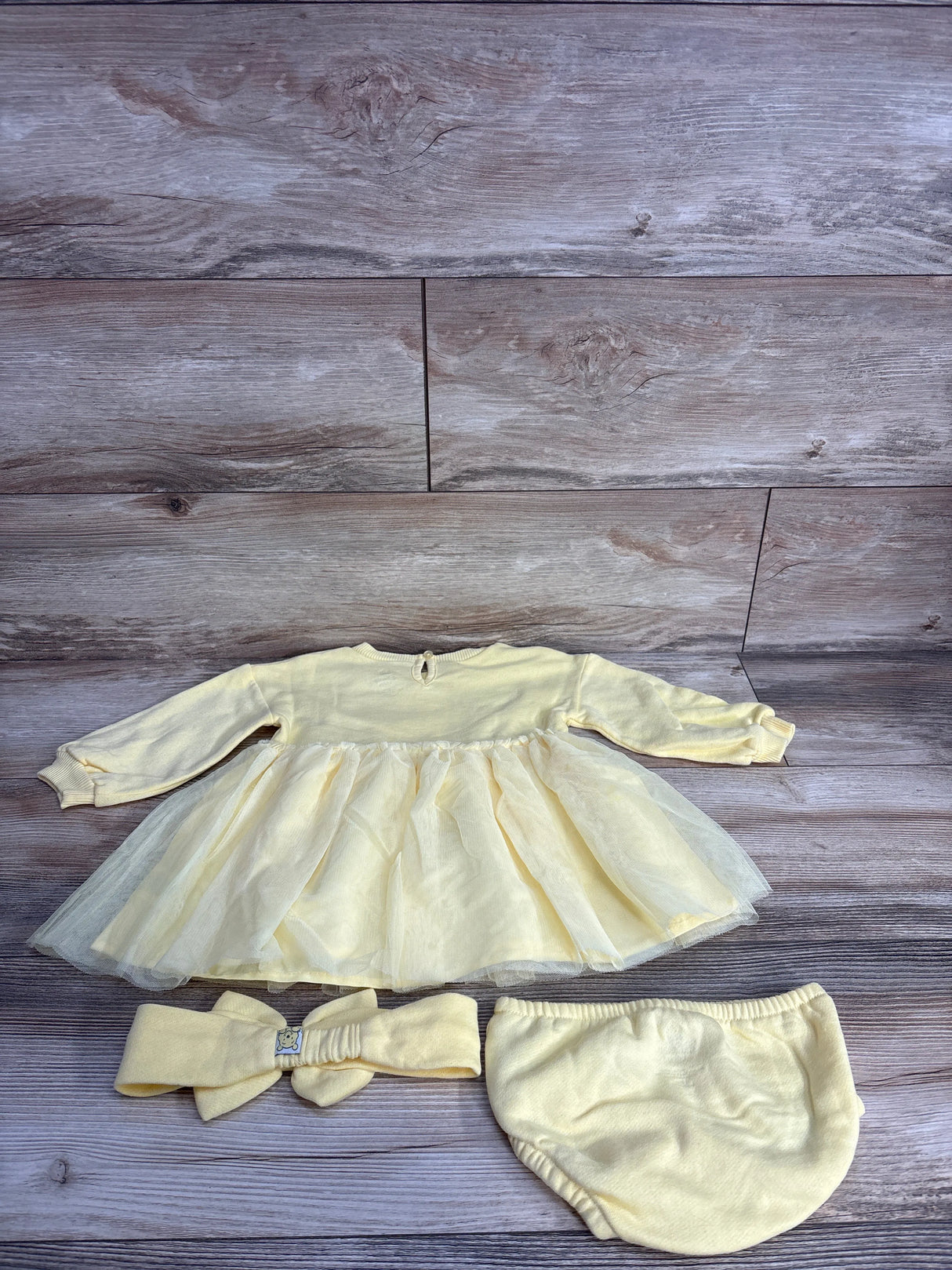 Disney Baby 3pc Winnie The Pooh Tulle Sweatshirt Dress Set Yellow sz 18m