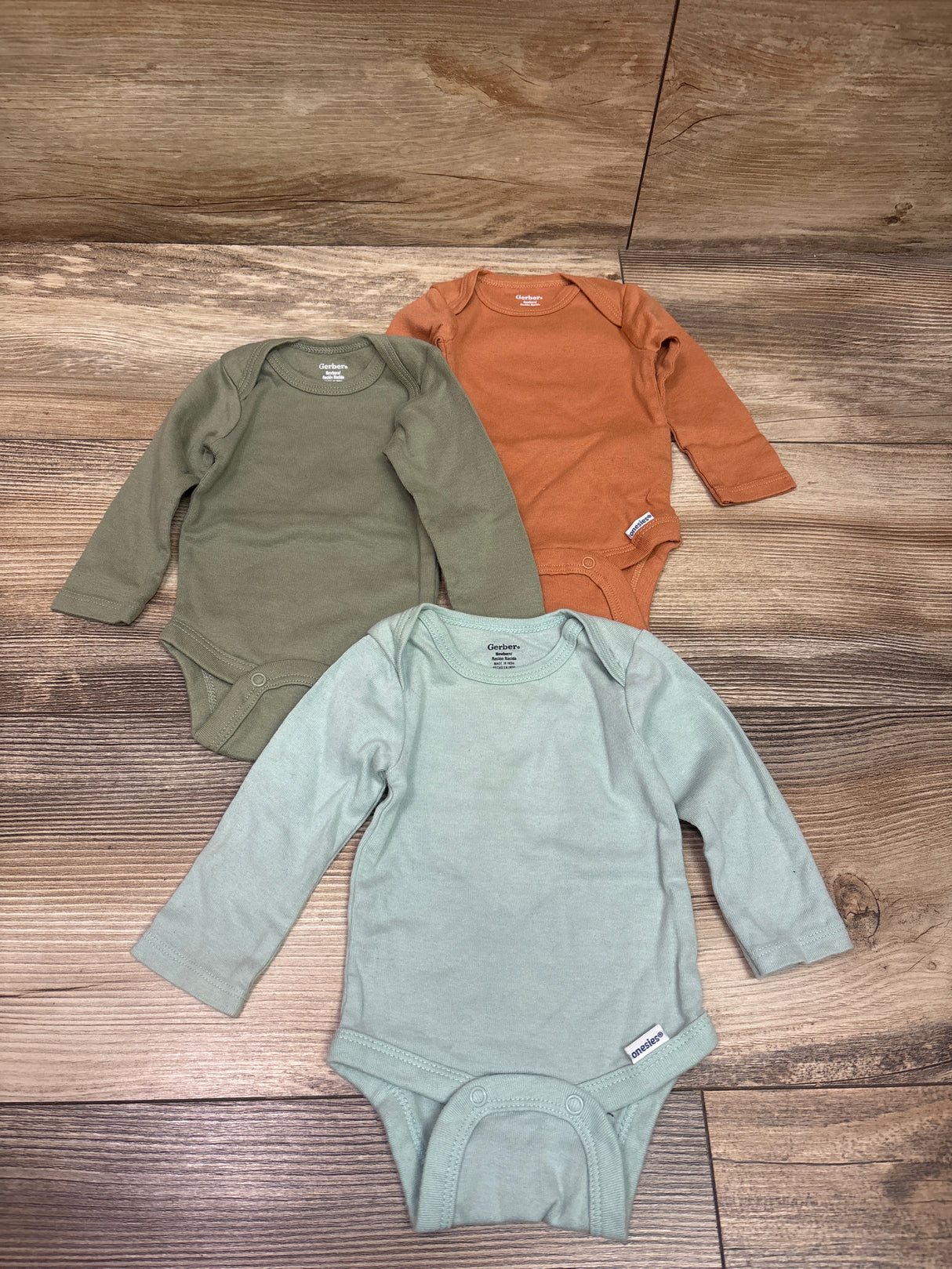 Gerber 3pk Bodysuits Blue sz Newborn