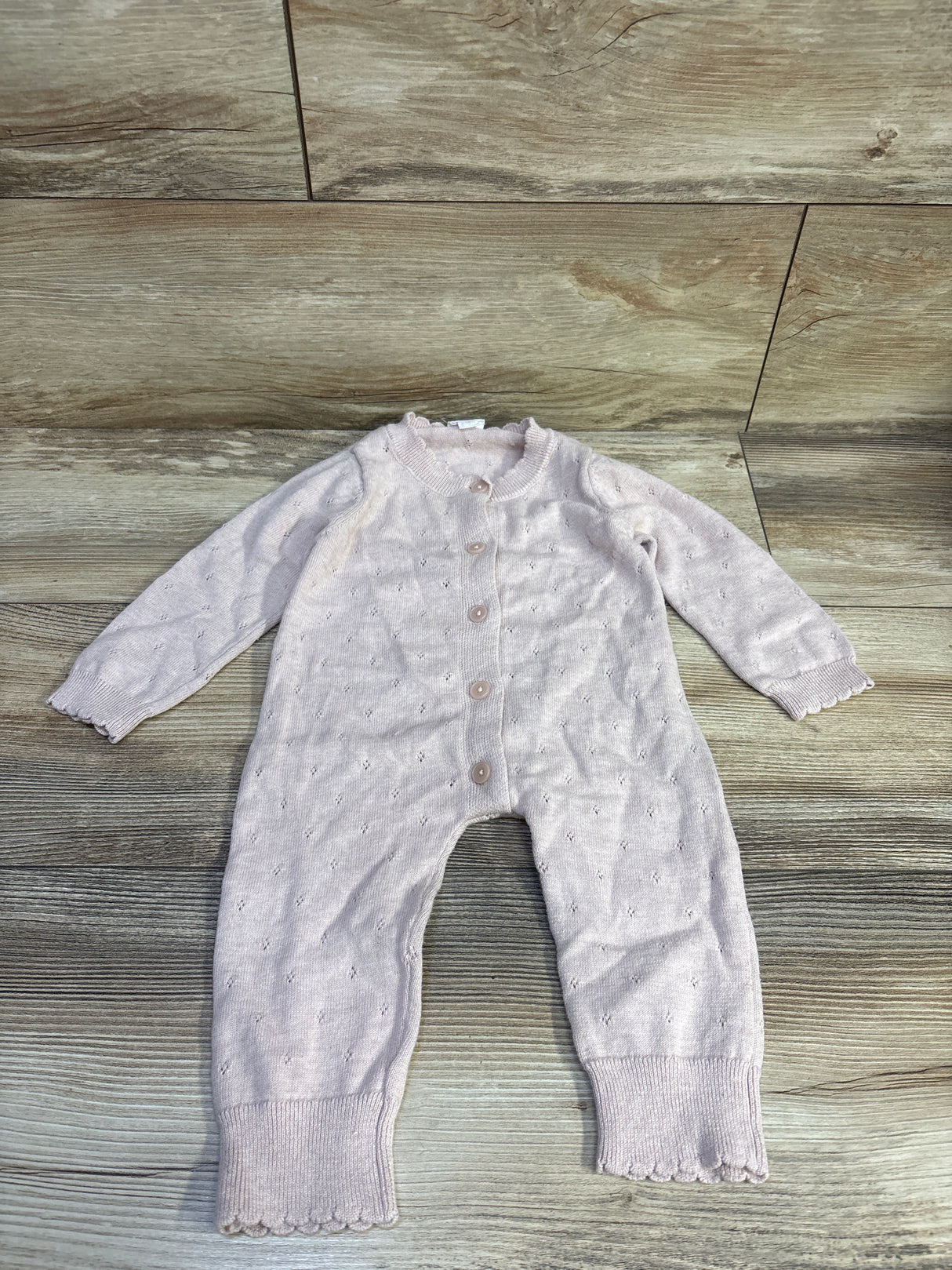 Jamie Kay Pointelle Knit Button-Up Coverall Pink sz 6-12m