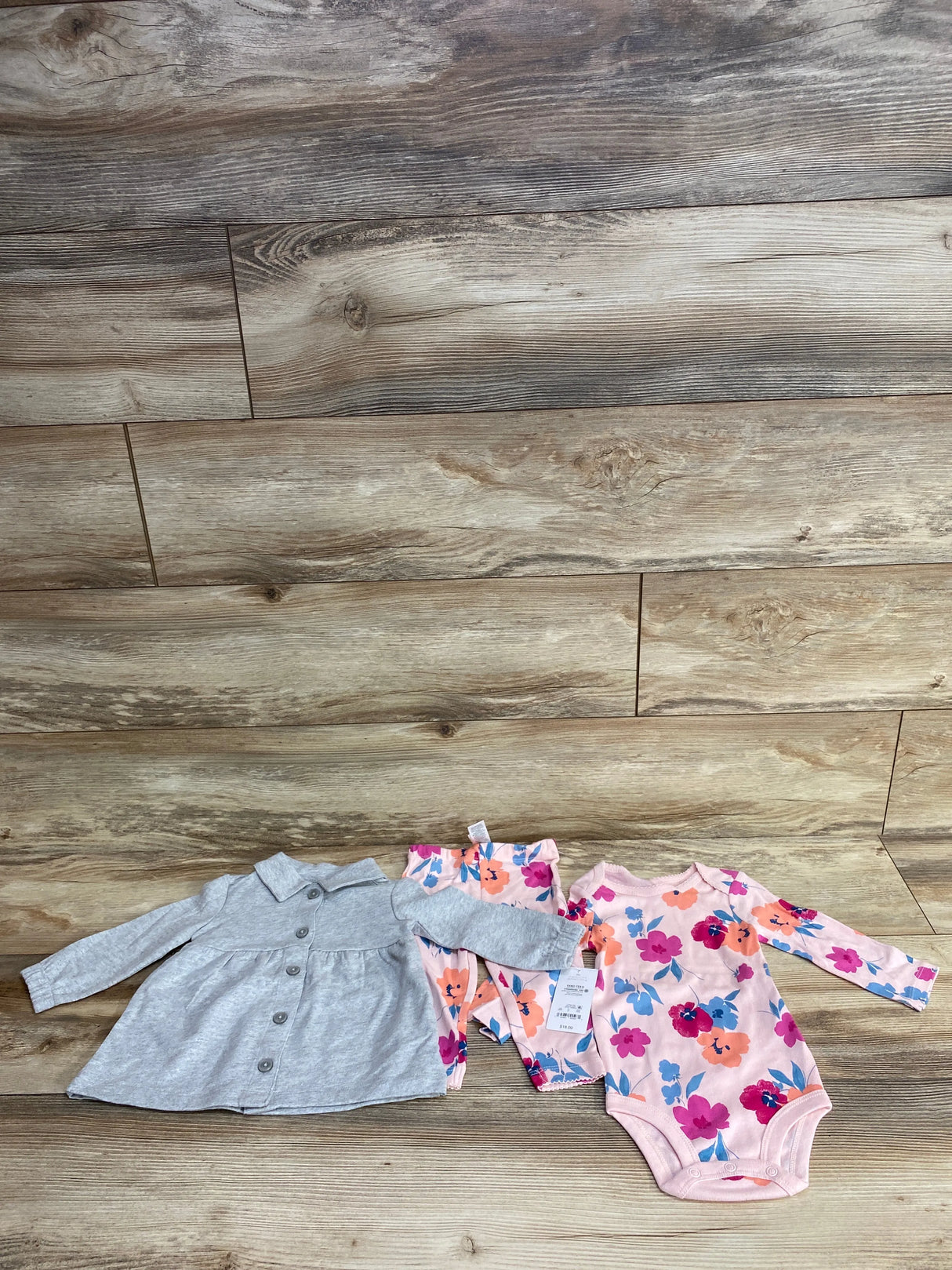 NEW Just One You 3pc Dress Coat & Bodysuit Set Grey sz 9m