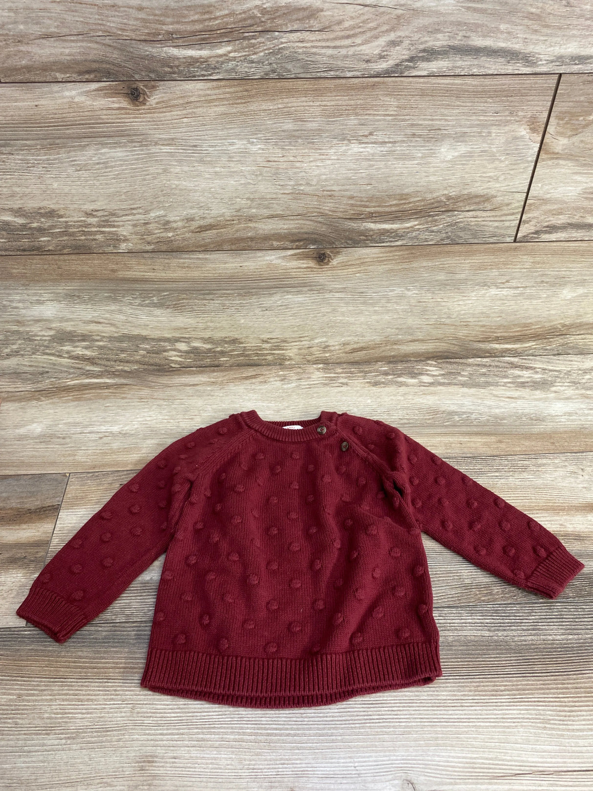 Cat & Jack Minky Dot Knit Sweater Burgundy sz 18m