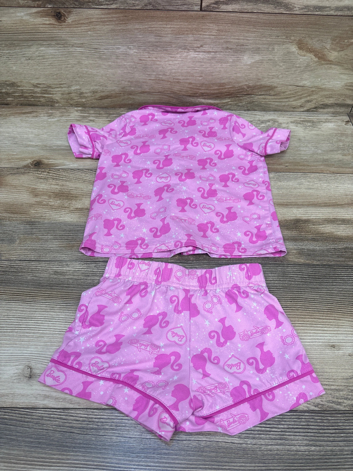 Barbie 2pc Coat Style Pajama Set Pink sz 2T