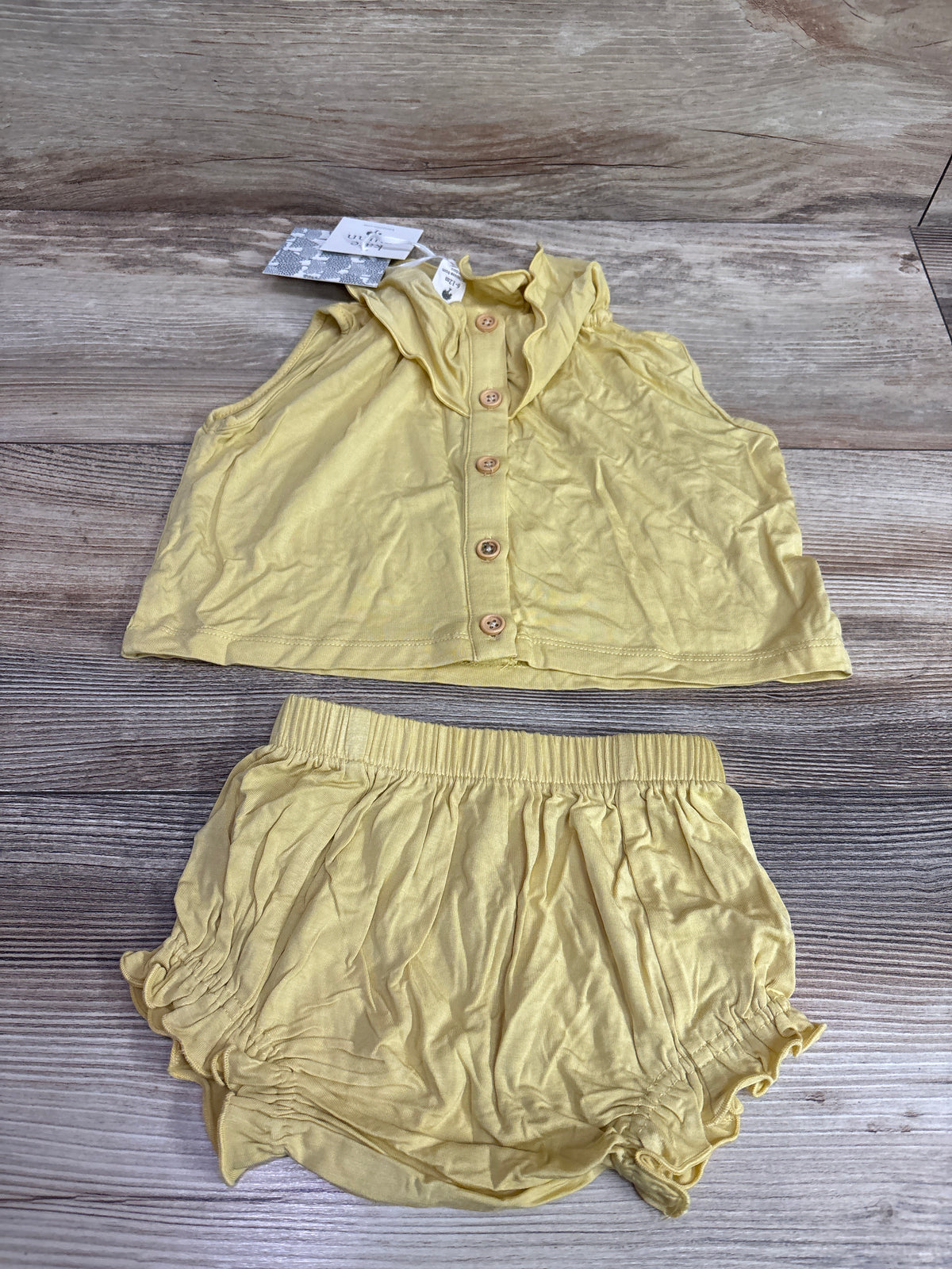 NEW Kate Quinn 2pc Bamboo Button-Front Shirt & Shorts Set Yellow sz 6-12m