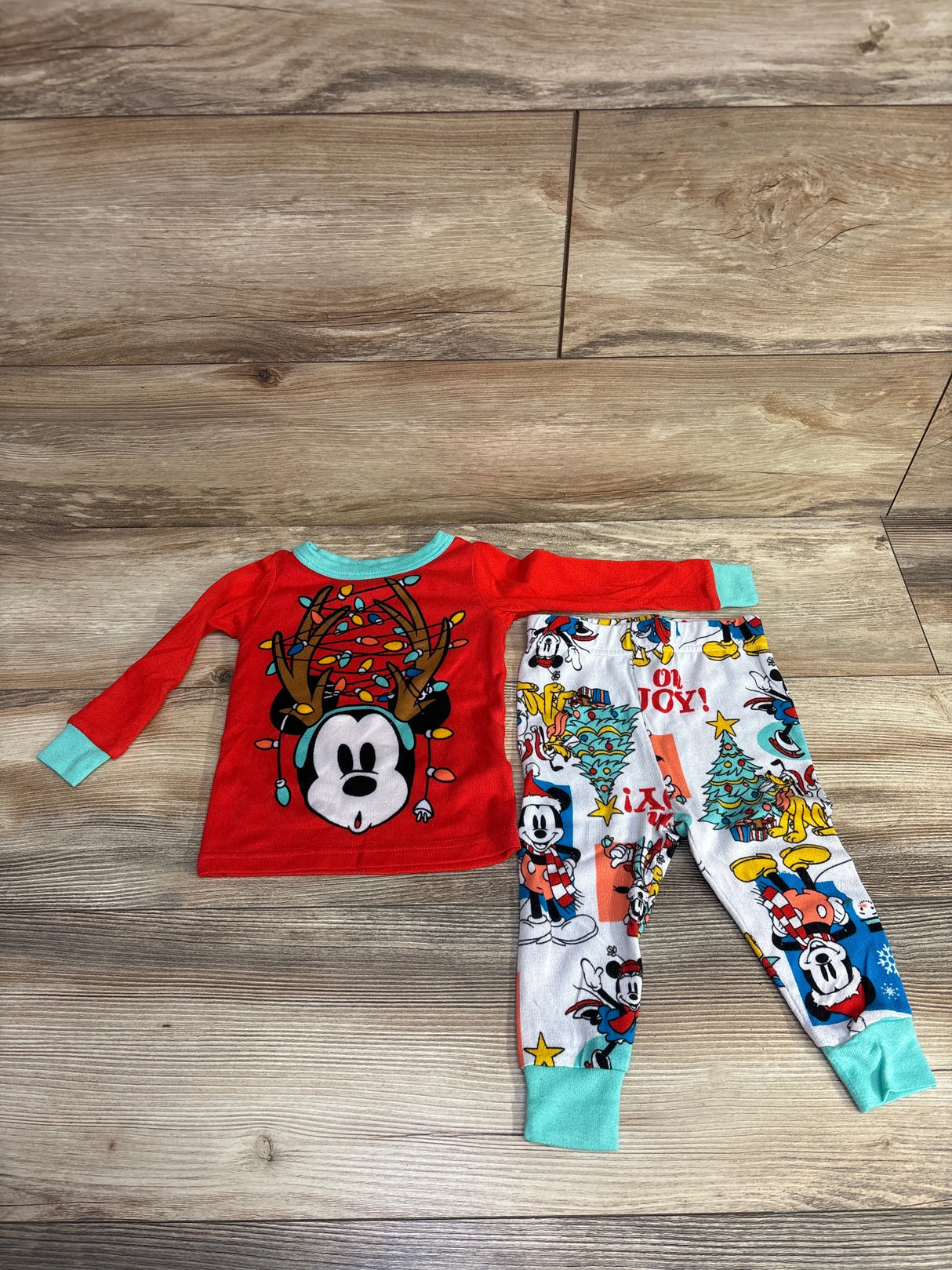Disney 2pc Mickey Mouse Christmas Pajama Set Red sz 18m