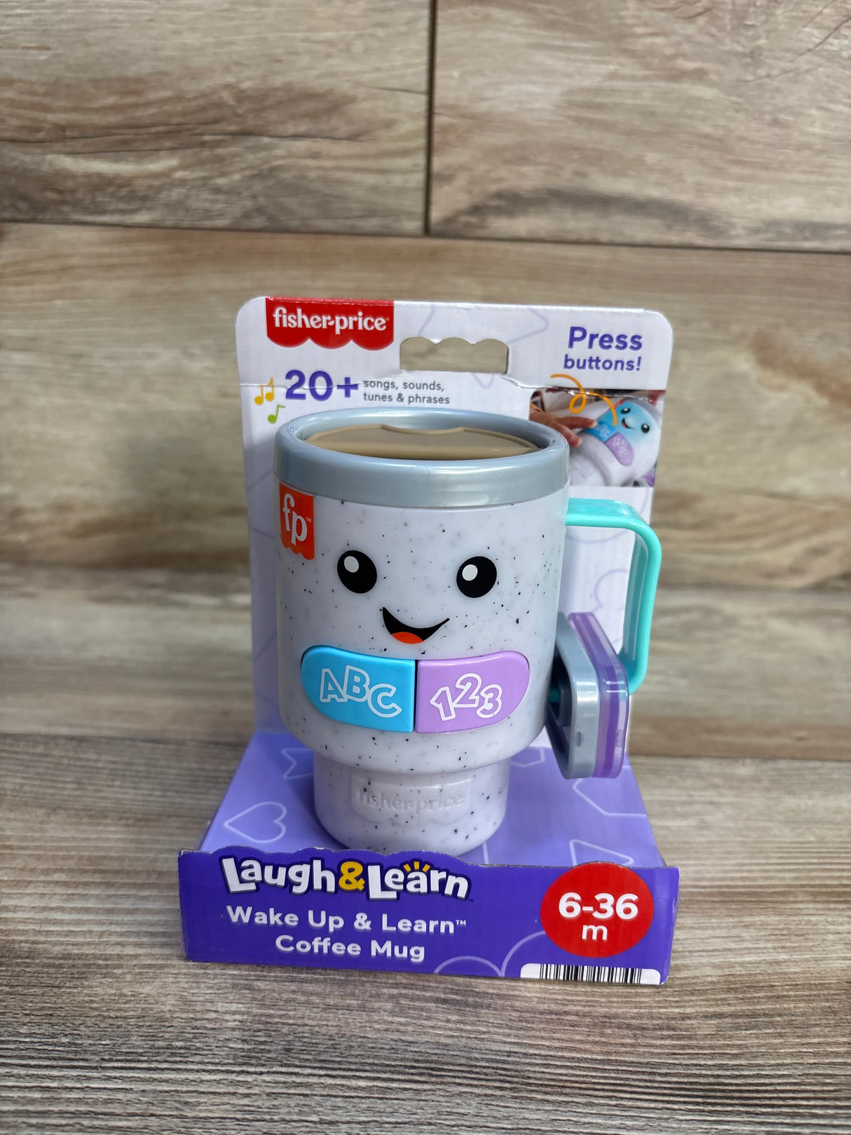 NEW Fisher Price Laugh & Learn Wake Up Coffee Mug Grey