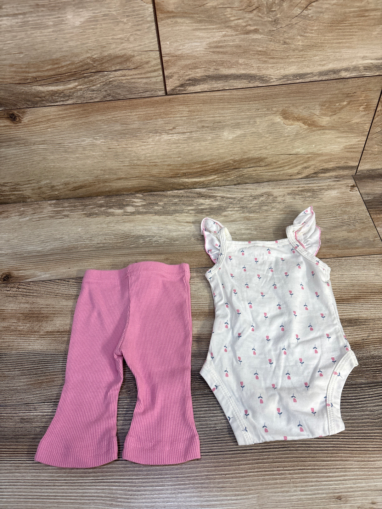 Chick Pea 2pc Tank Bodysuit & Ribbed Bottoms Set White sz 0-3m