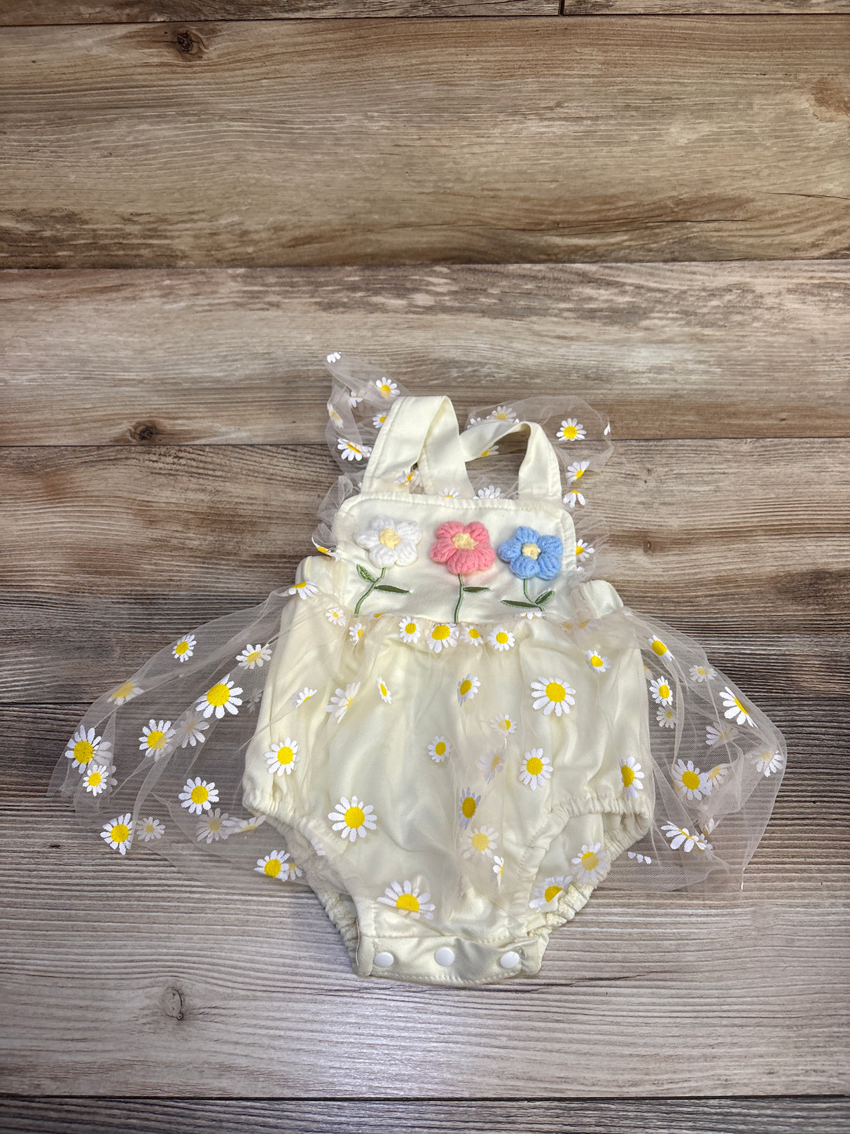 Curenmufel Floral Tulle Bodysuit Dress Yellow sz 3-6m