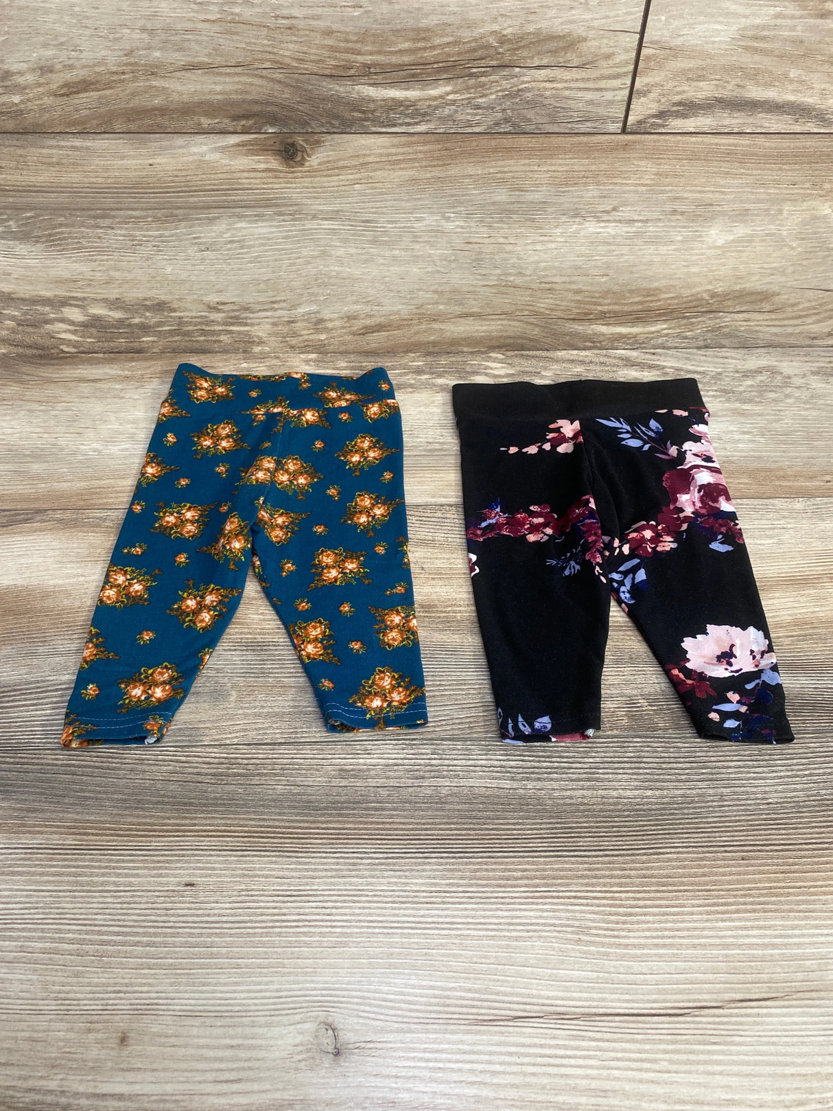 2pk Floral Leggings Black/Blue sz 3-6m - Me n Mommy To Be