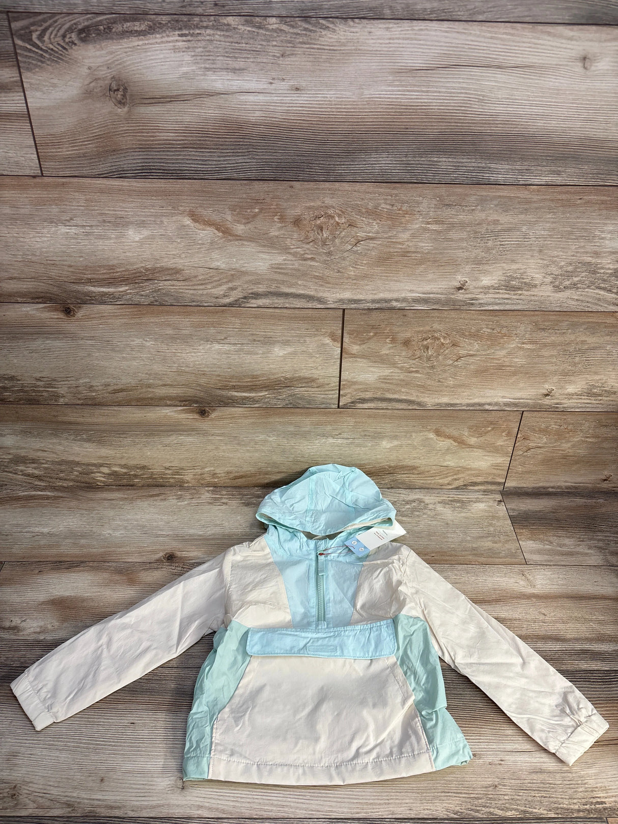 NEW Cat & Jack Colorblock Hooded Windbreaker Cream sz 4T