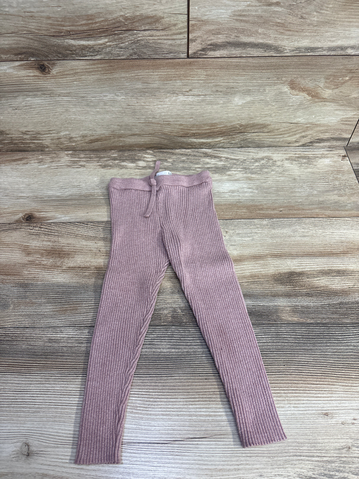 Zara Ribbed Sweater Knit Leggings Pink sz 2-3T