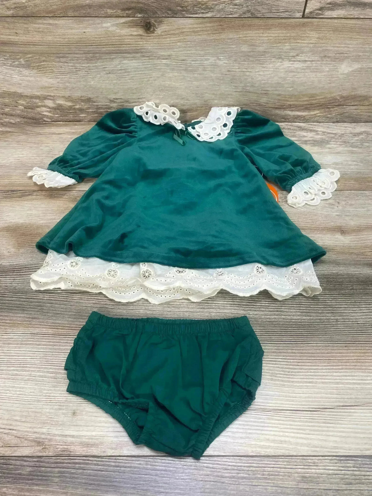 NEW Wonder Nation Velour Holiday Dress & Bloomers Green sz 3-6m - Me n Mommy To Be