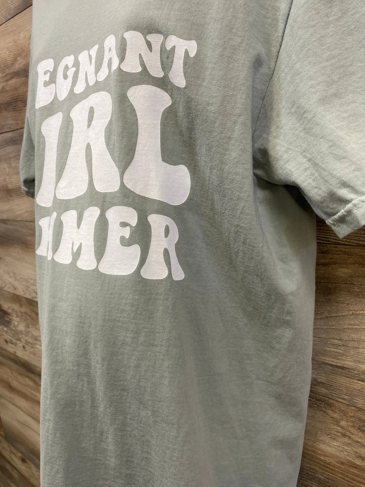 Comfort Colors Pregnant Girl Summer Shirt in Sage sz Large