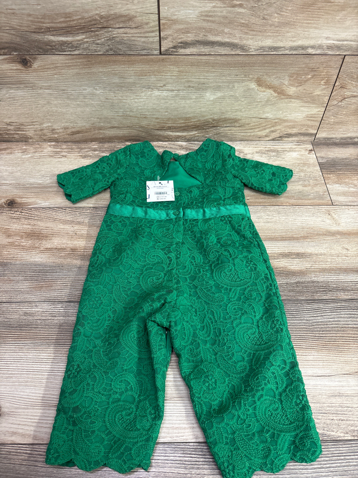 NEW Janie & Jack Lace Special Occasion Jumpsuit Emerald Green sz 12-18m